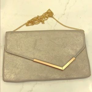 Grey silver toned shoulder purse